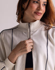 Blusa Moletom Aerolook Strip Rowa - Off White e Marinho