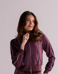 Blusa Moletom Aerolook Strip Rowa - Vinho e Off White