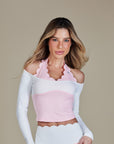 Top Heart Bicolor - Rosa e Branco