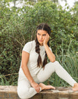 HEART LEGGINGS WITH SIDE POCKET - OFF-WHITE