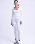 Basic Long Sleeve Crop Top - Off White