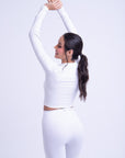 Basic Long Sleeve Crop Top - Off White