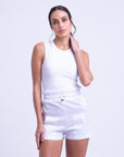 Regata Cropped Básica Sem Decote - Branco