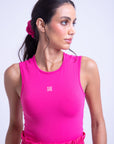 Regata Cropped Básica Sem Decote - Rosa