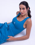 Regata Cropped Básica com Decote U - Azul