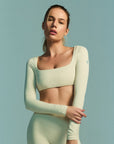 Cropped De Manga Longa Star - Creme