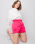 Shorts Euforia clochard em tafetá - Rosa