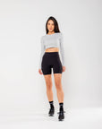 Cropped de Manga Longa Aura - Cinza Claro