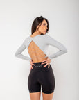Cropped de Manga Longa Aura - Cinza Claro