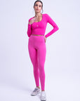 Cropped Básico Manga Longa - Rosa