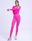 Cropped Básico Manga Longa - Rosa