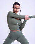 Cropped Básico Manga Longa - Verde