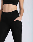 HEART LEGGINGS WITH SIDE POCKET - BLACK