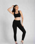 HEART LEGGINGS WITH SIDE POCKET - BLACK