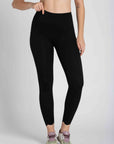 HEART LEGGINGS WITH SIDE POCKET - BLACK