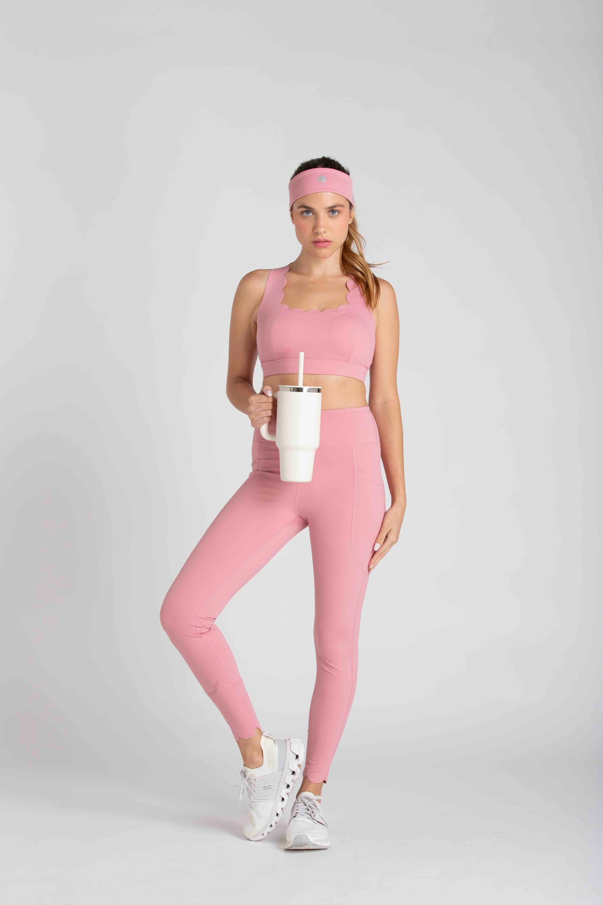 HEART LEGGINGS WITH SIDE POCKET - ROSE