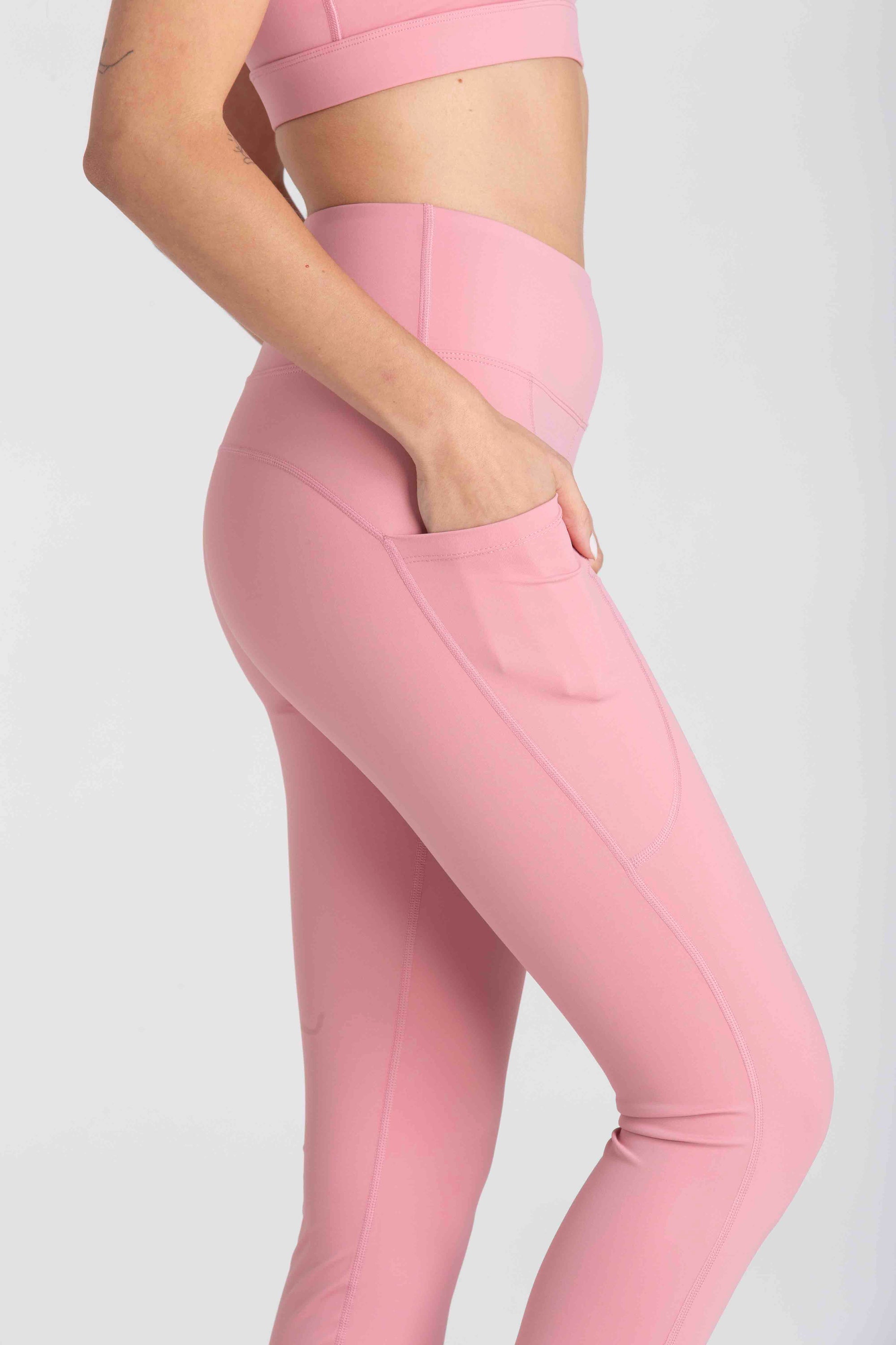 HEART LEGGINGS WITH SIDE POCKET - ROSE