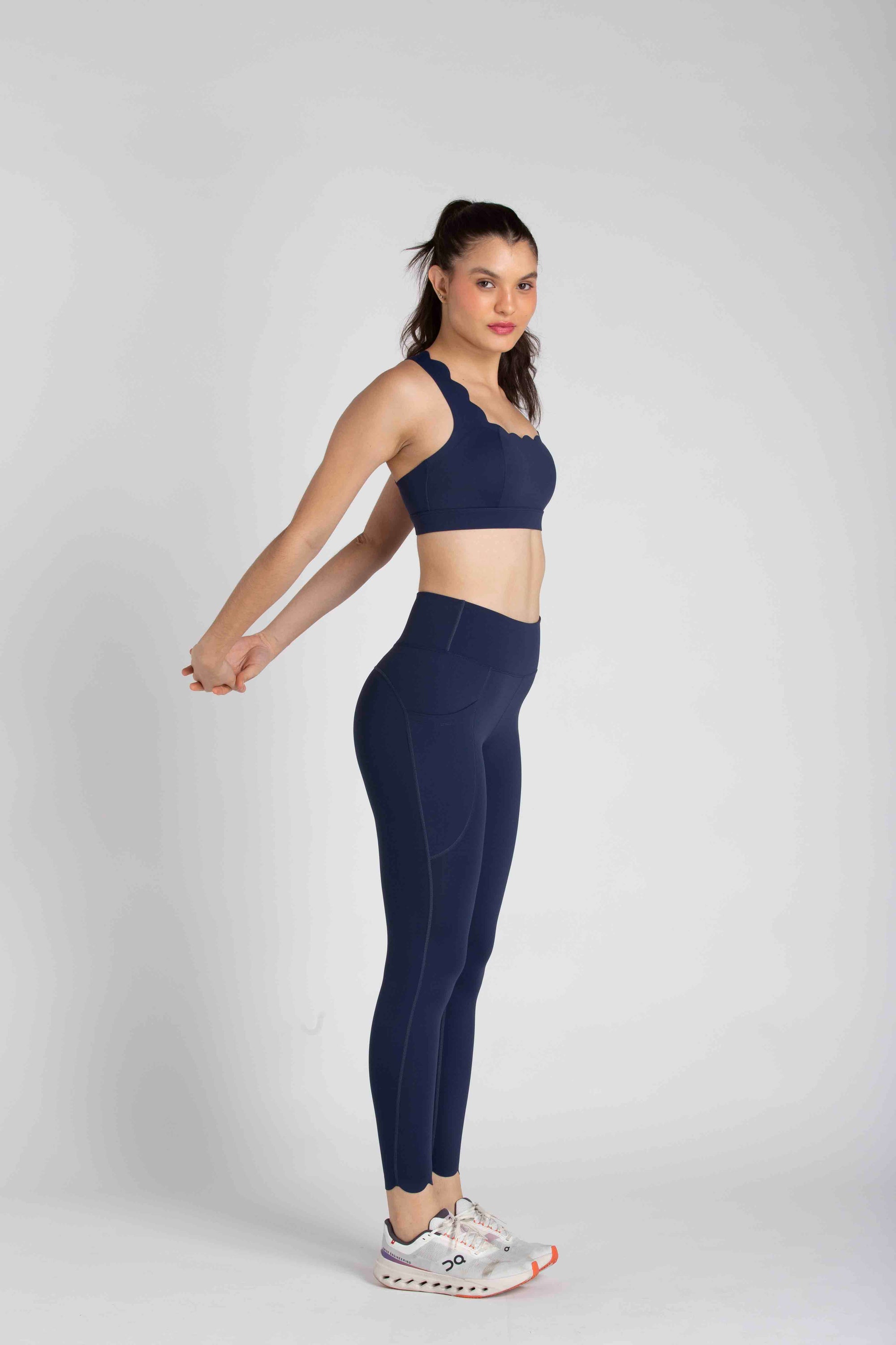 HEART LEGGINGS WITH SIDE POCKET - NAVY BLUE