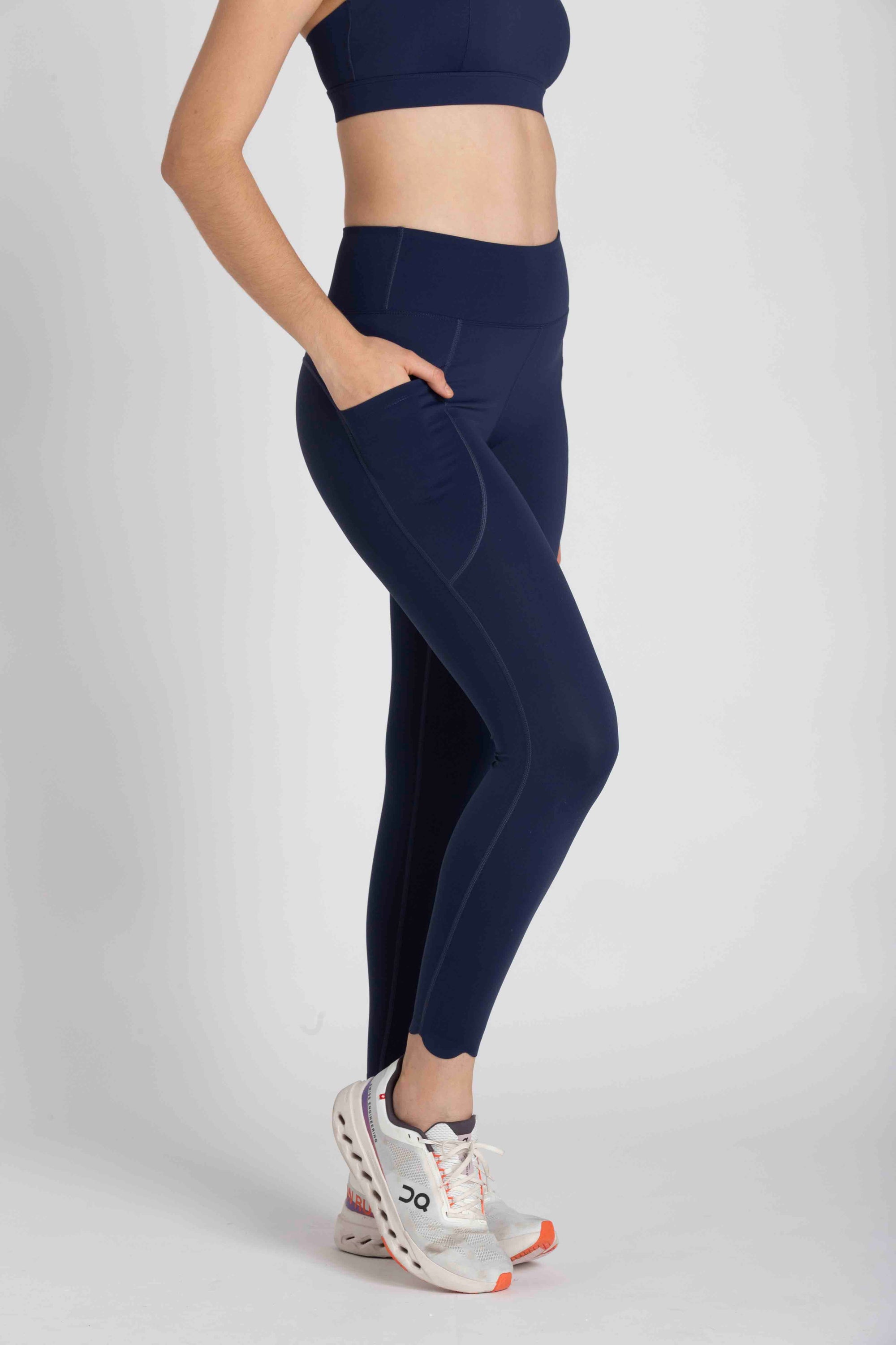 HEART LEGGINGS WITH SIDE POCKET - NAVY BLUE