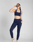 HEART LEGGINGS WITH SIDE POCKET - NAVY BLUE