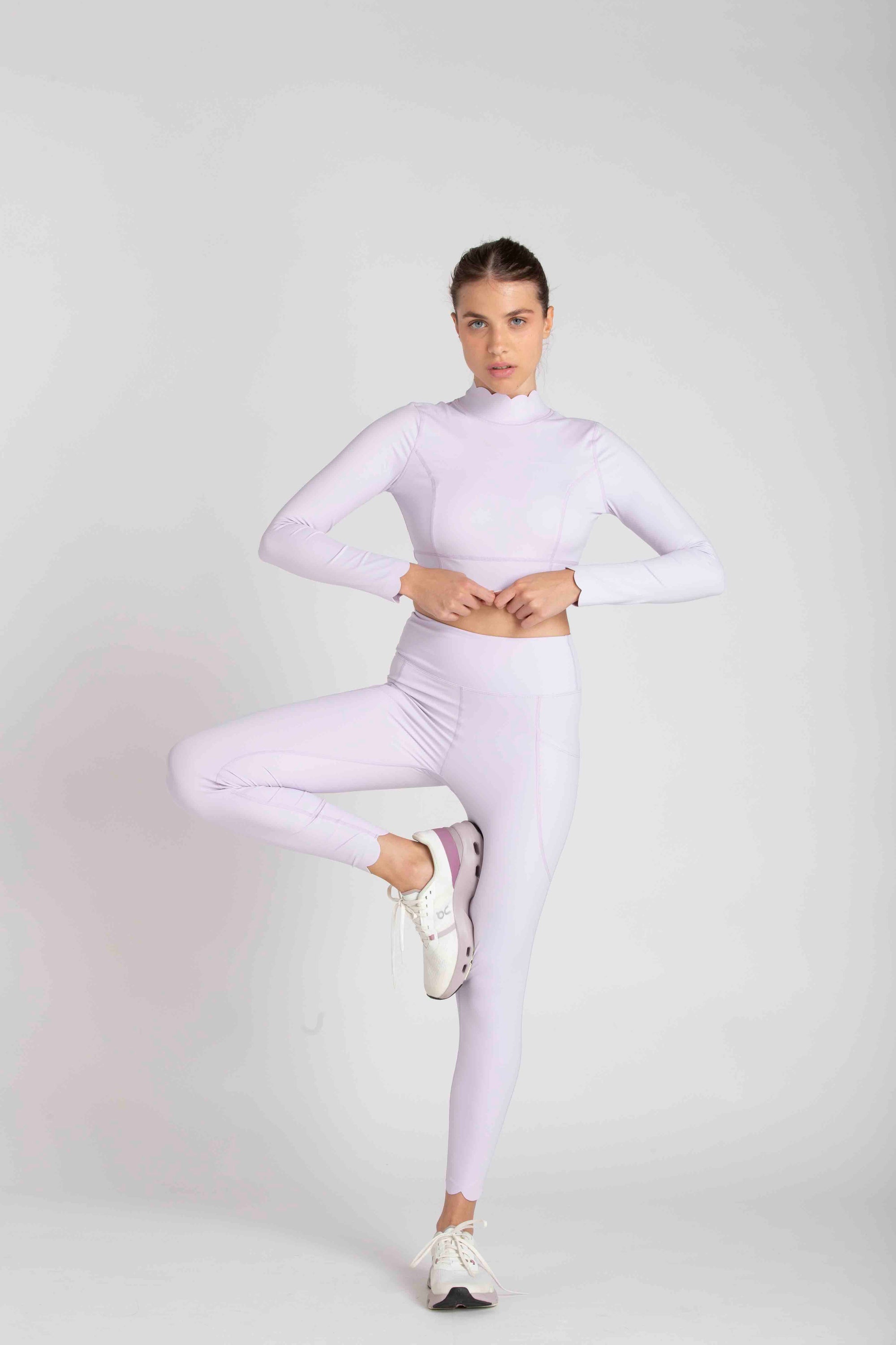 HEART LEGGINGS WITH SIDE POCKET - LAVENDER