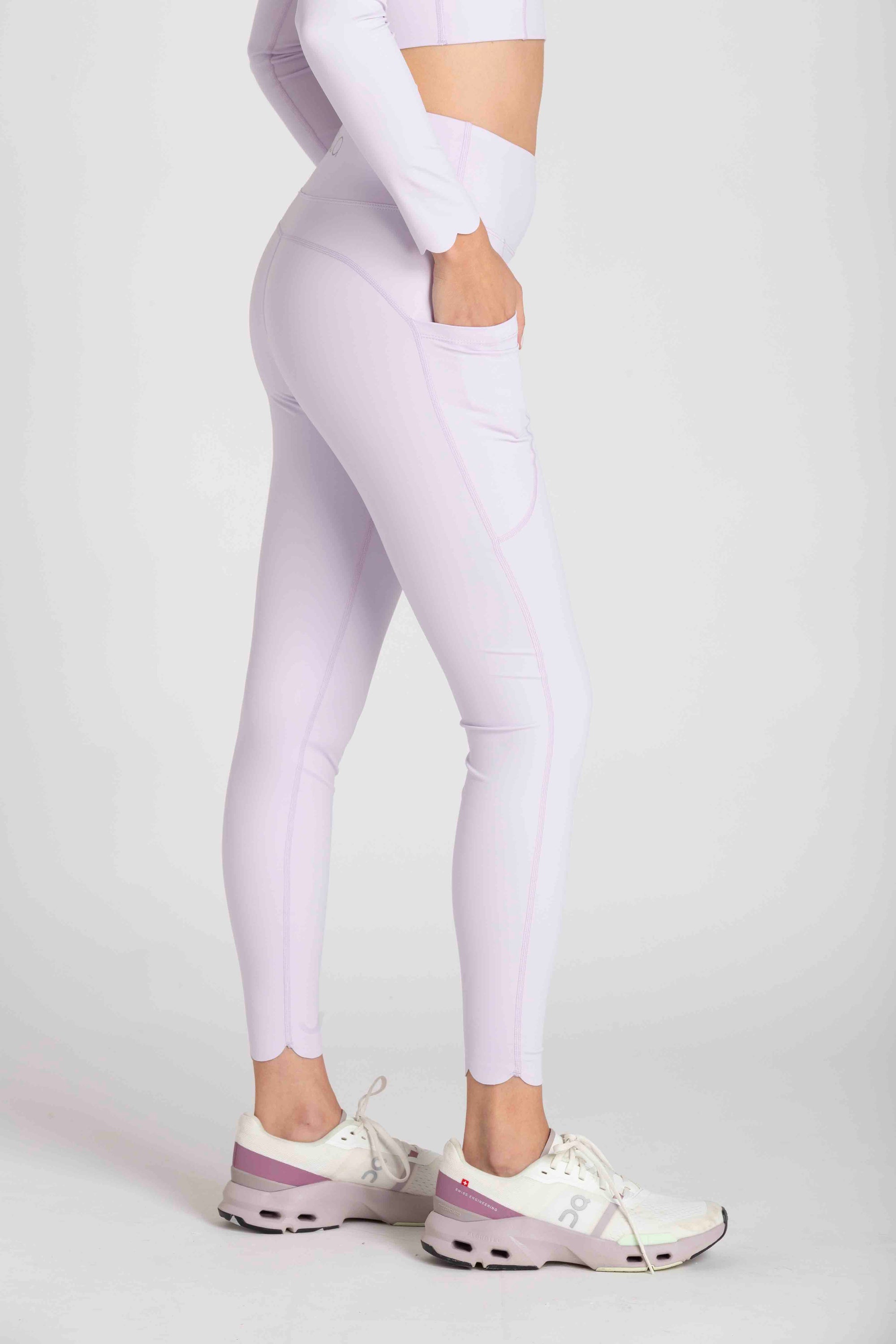 HEART LEGGINGS WITH SIDE POCKET - LAVENDER