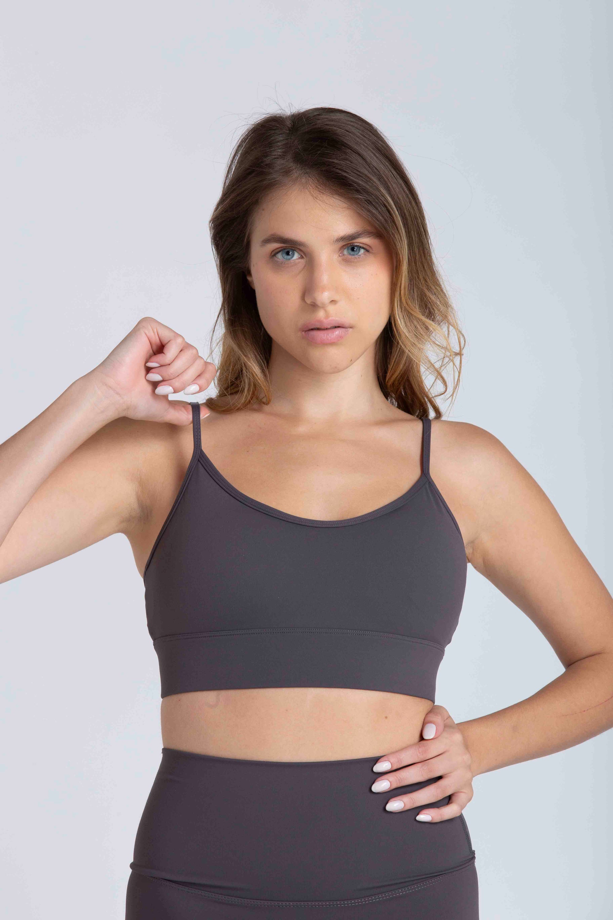 Carol Thin Strap Top - Grey