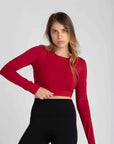 Cropped de Manga Longa Aura - Vermelho