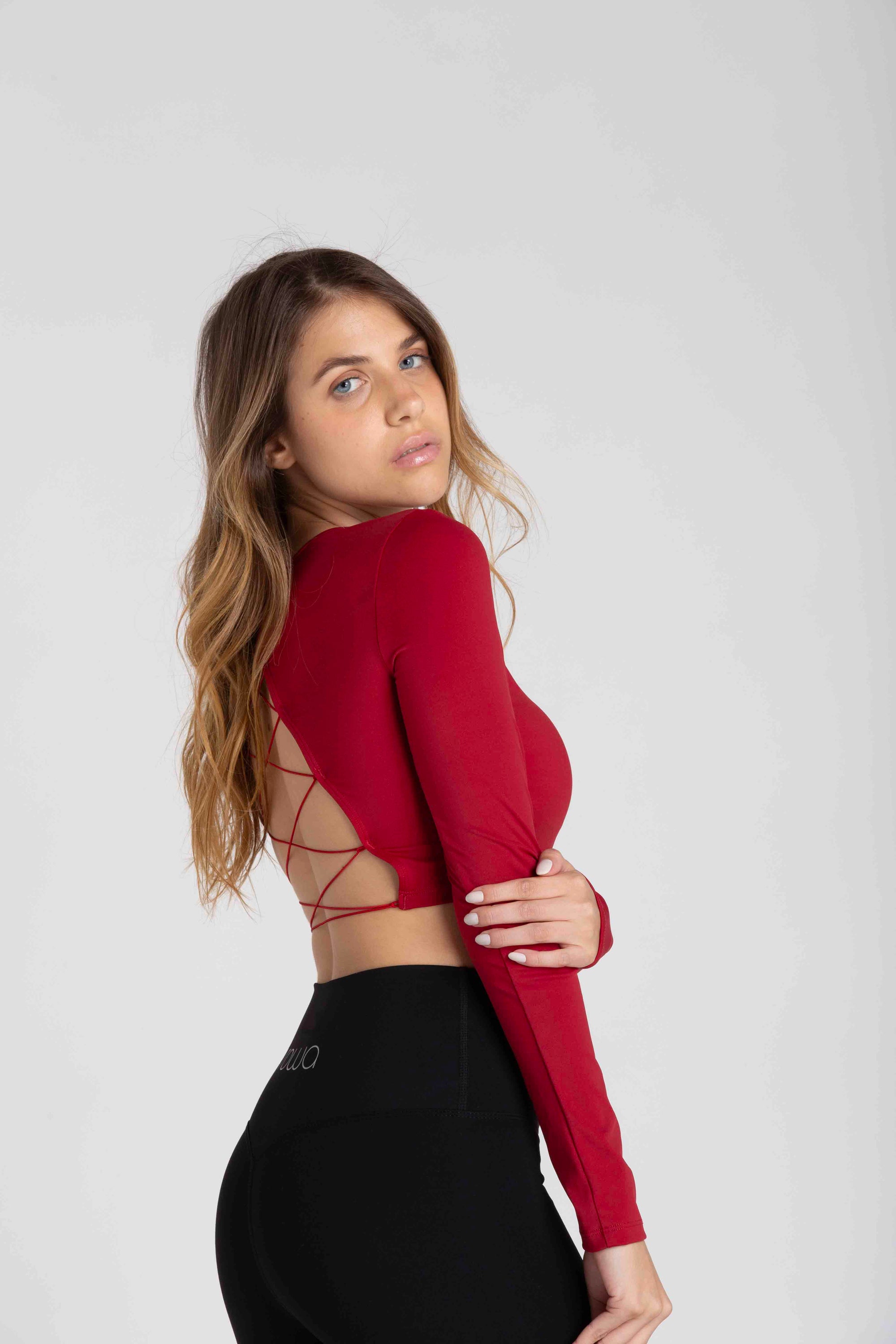Cropped de Manga Longa Aura - Vermelho