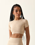 Cropped Lu com abertura nas costas - Café Claro ROWA STORE DI7