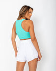 Regata Cropped Canelada Juju - Azul Tiffany