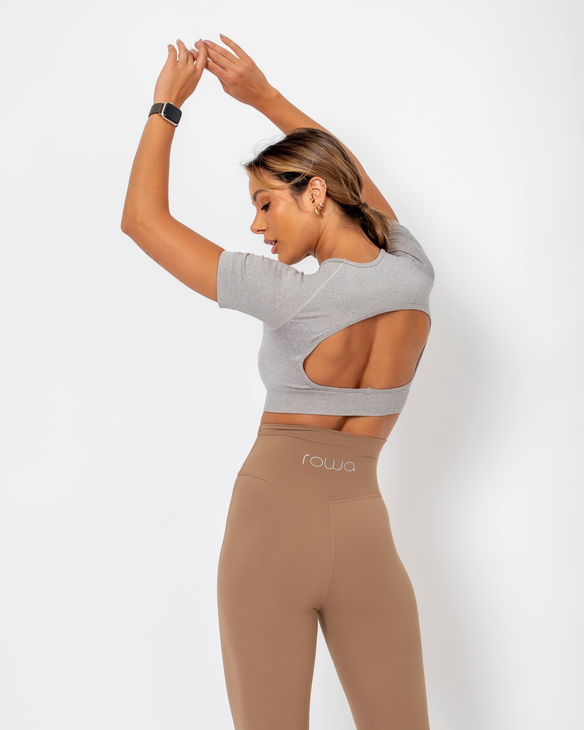Lu cropped top with back opening - Grey