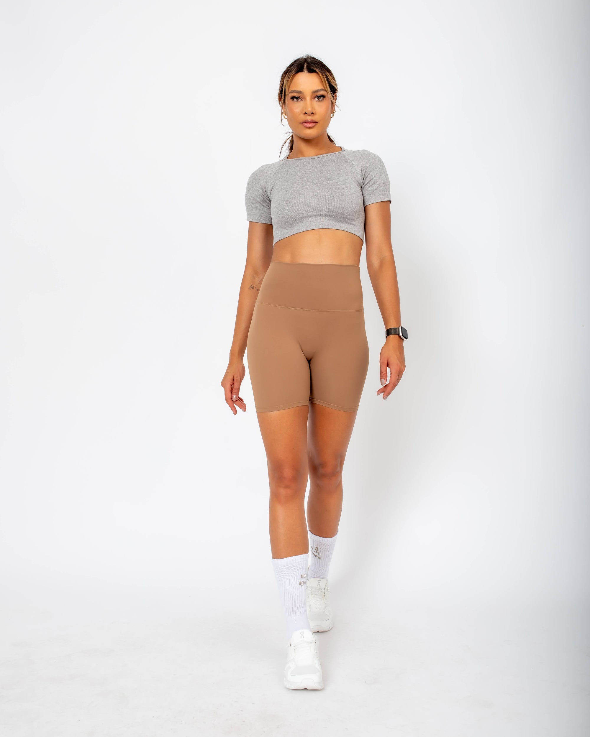Lu cropped top with back opening - Grey