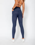 Helena Ribbed Leggings - Navy Blue