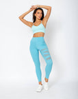 Legging Anita com detalhes de transparência - Azul Celeste