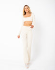 Cropped De Manga Longa Star - Creme