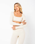 Cropped De Manga Longa Star - Creme