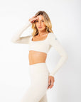 Cropped De Manga Longa Star - Creme