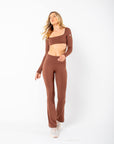 Cropped De Manga Longa Star - Marrom