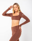 Cropped De Manga Longa Star - Marrom