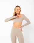 Cropped De Manga Longa Star - Cinza