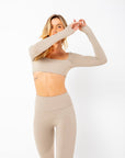 Cropped De Manga Longa Star - Cinza