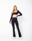 Cropped De Manga Longa Star - Preto