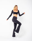 Cropped De Manga Longa Star - Preto