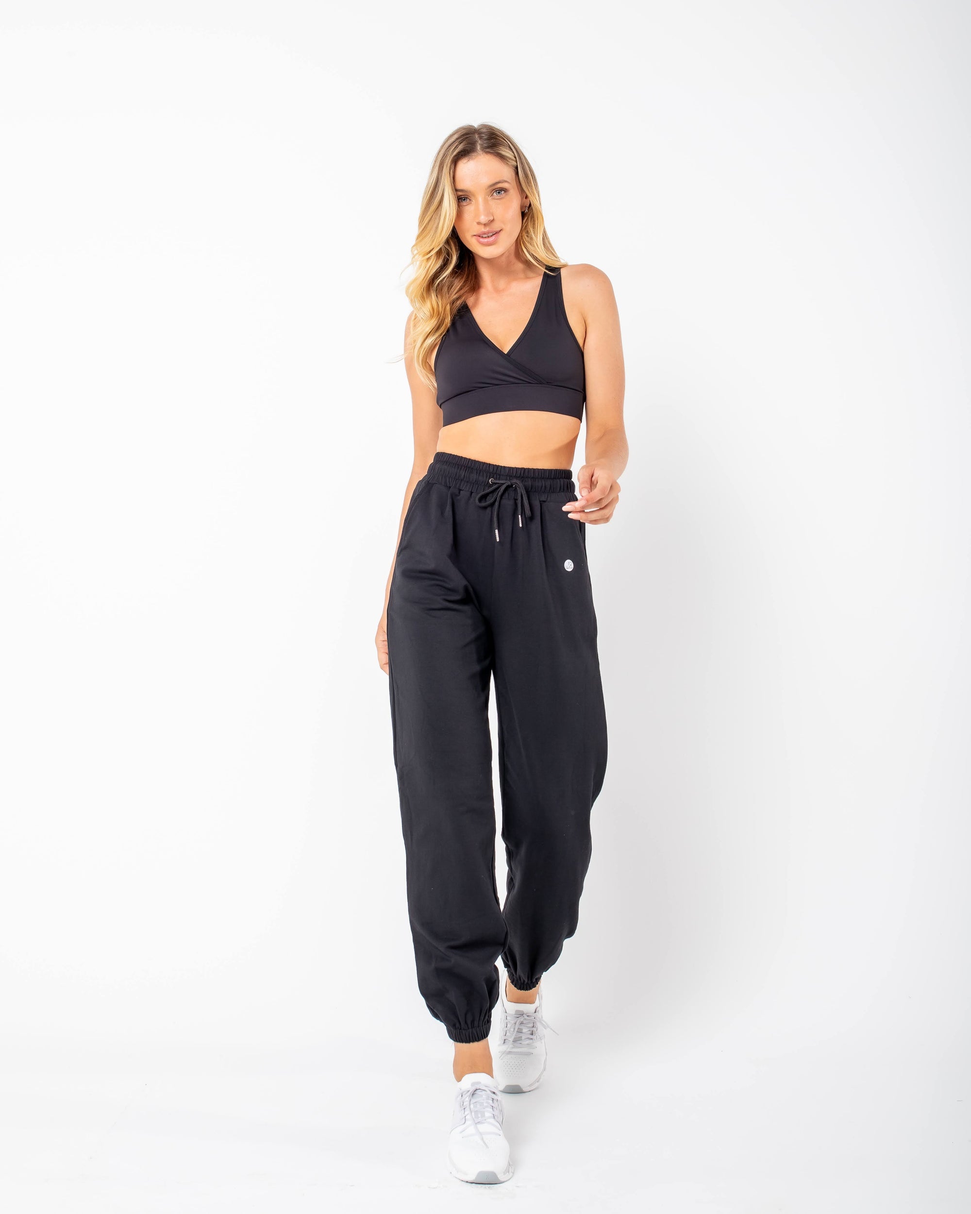 Naty Jogger Pants with side detail - Black