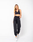 Naty Jogger Pants with side detail - Black