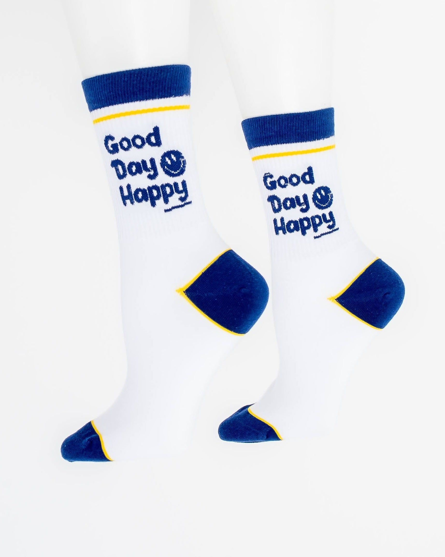 Meia Canelada Good Day Happy - Azul