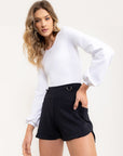 Body Essência com mangas bufantes em tecido tecnológico - Branco ROWA DROP2