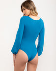 Body Essência com mangas bufantes em tecido tecnológico - Azul Cobalto ROWA DROP2