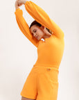 Body Essência com mangas bufantes em tecido tecnológico - Laranja Citrus ROWA DROP2